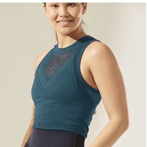 Athleta Oxygen NWOT two toned knit and mesh tank - Dark Surf Teal XS